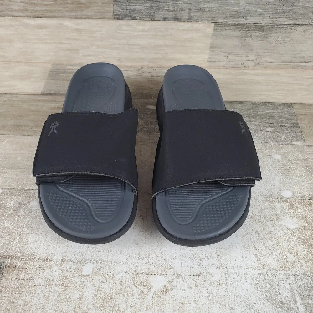 Kuru Moment Mens Slide Sandals Sz 8 M Jet Black Storm Gray Platform Slip On